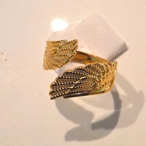 Wing Wrap Ring 18k Gold Stainless Steel Adjustable Ring 6 7 8 9 10 | NWOT